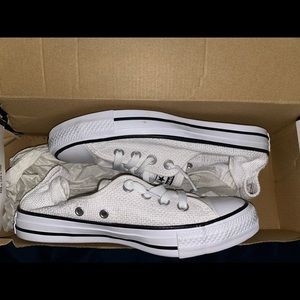 White low top converse slip ons
